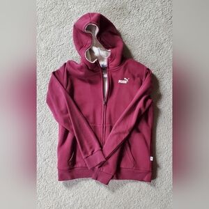Puma Maroon Full-Zip Hooded Sweatshirt